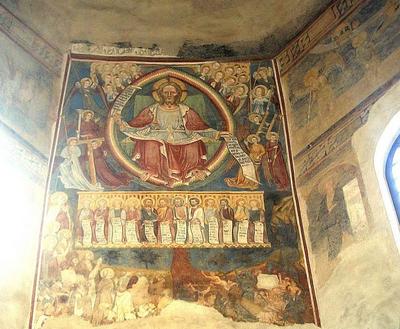 Frescoes in the Baptistery of Novara (photo by Laurom, https://it.wikipedia.org/wiki/Giovanni_de_Campo#/media/File:Novara_Battistero_Giudizio.jpg / CC-BY-SA 3.0)