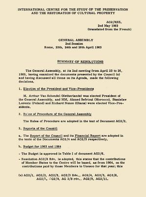 Summary of Resolutions, 1963