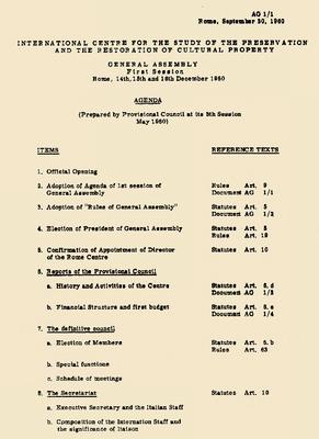 Agenda (Prepared by the Provisional Council at its 5th Session, May 1960)