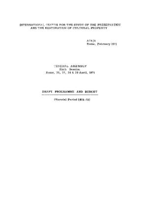 Draft Programme and Budget (Biennial Period 1971-1972)