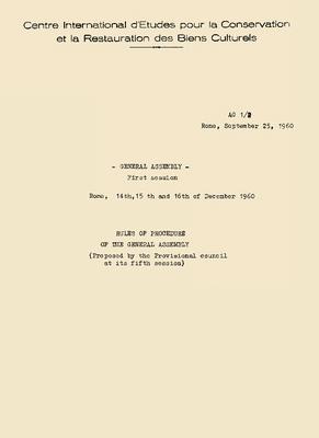 Rules of Procedure of the General Assembly (Proposed by the Provisional council at its 5th session), 1960