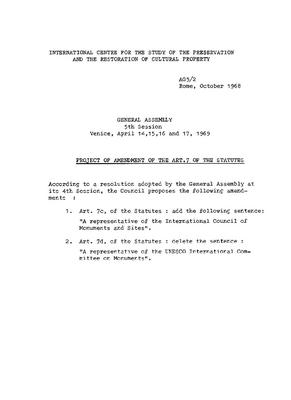 Project of Amendments of the Art. 7 of the Statutes, 1969