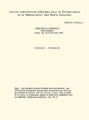 Procès-Verbaux de la 2ème session de l'Assemblée Générale, [1963]