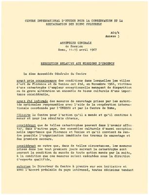 Résolution rélative aux missions d'urgence, [1967/4]