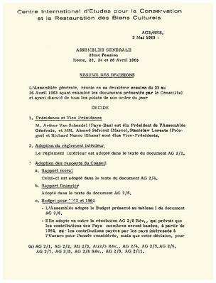 Résumé des décisions, 1963