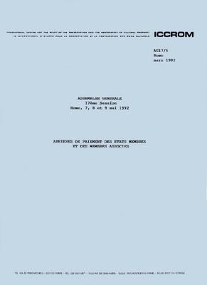 Arriérés de paiement des États membres et des membres associés, 1992/03