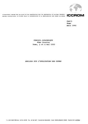 Atelier sur l'évaluation des cours, 1992/03