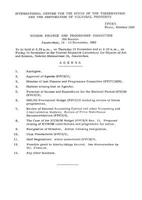 Finance and Programme Committee 8. Agenda, 1980/10 